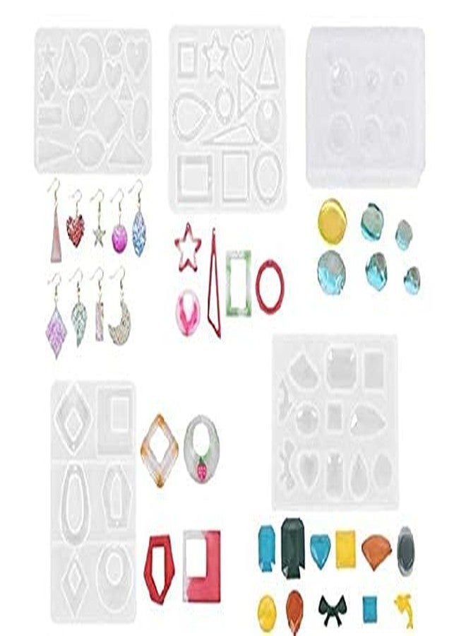 Perfect Pricee Handicrafts Jewelry Craft Making Molds (Set of 5 Pieces) Silicone Different Geometrical Shape Earring Pendant Mould, Epoxy and UV Resin